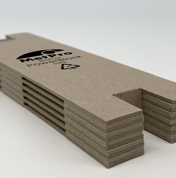 BioCor® PowerBlock VCI emitter made of gray cardboard with black MetPro printing, size 500L.