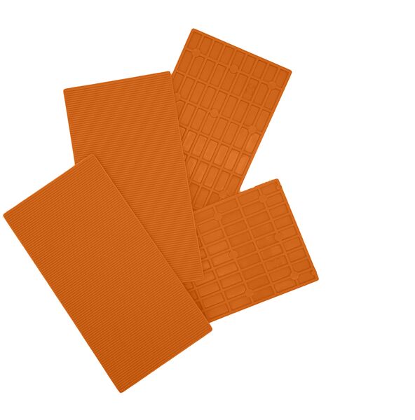 Several mandarin-colored BioCor® corrosion protection cards stacked on top of each other.